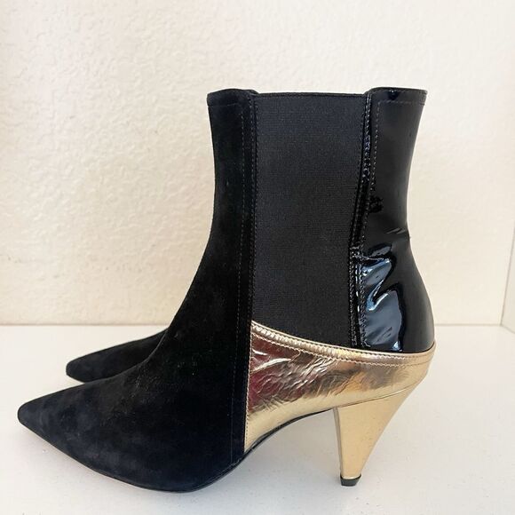 AGL gold metallic black leather Ankle boots 37 - Picture 11 of 11